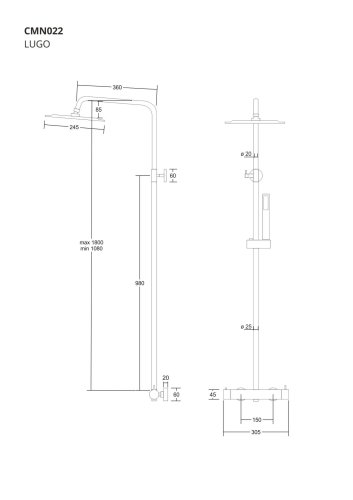 Душевая система Corsan LUGO BLACK MATT