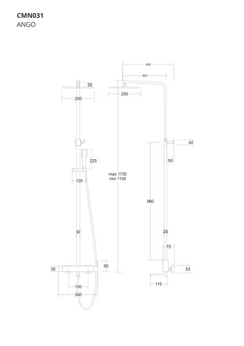Душевая система Corsan ANGO CHROME с изливом
