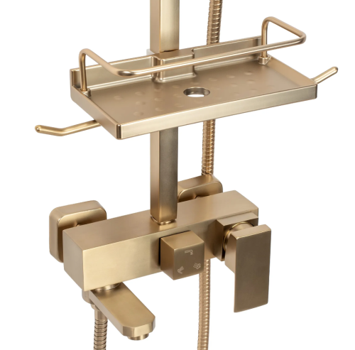 Душевая система REA JACK BRUSHED GOLD с изливом