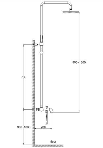 Душевая система KOHLMAN AXEL BLACK MATT с изливом