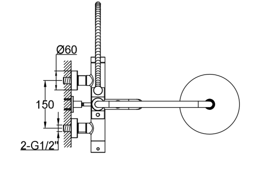Душевая система KOHLMAN AXEL BLACK MATT с изливом