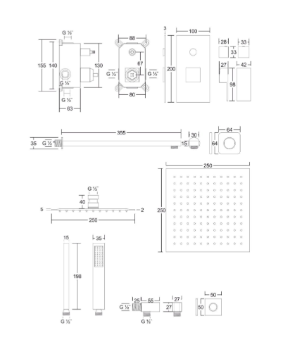 Душевая система скрытого монтажа Corsan ADOUR CHROM + BOX хром