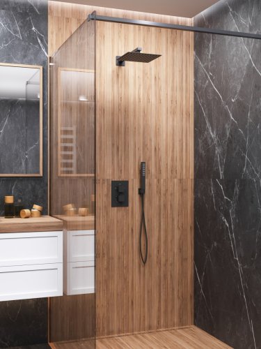 Душевая система скрытого монтажа Corsan ADOUR BLACK + BOX черный с термостатом