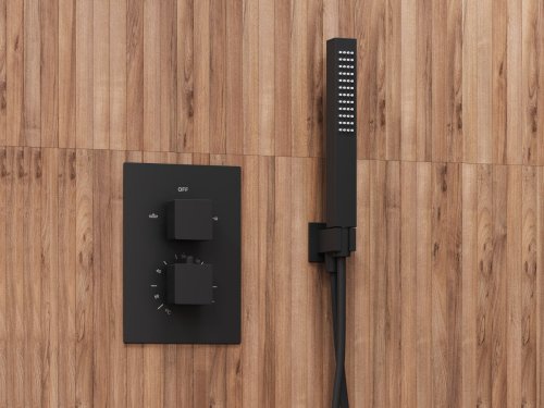 Душевая система скрытого монтажа Corsan ADOUR BLACK + BOX черный с термостатом