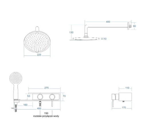 Душова система Corsan KONEKTO CHROME прихованого монтажу