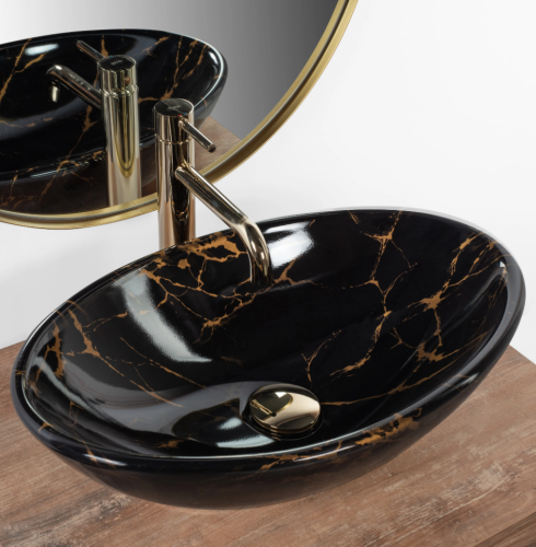 Умивальник (раковина) REA PAMELA BLACK MARBLE SHINY накладний