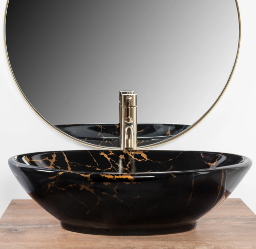 Умивальник (раковина) REA PAMELA BLACK MARBLE SHINY накладний