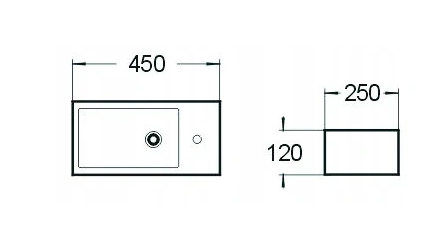 Умывальник (раковина) MEXEN INEZ правый накладной подвесной