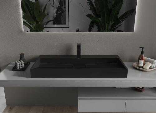 Умывальник (раковина) MEXEN AVA BLACK MATT 100 1/O накладной подвесной