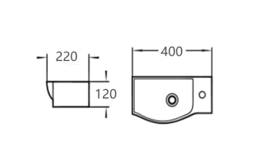 Умивальник (раковина) MEXEN HUGO 40 лівий накладний підвісний