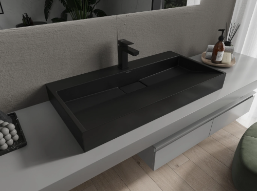 Умывальник (раковина) MEXEN AVA BLACK MATT 90 1/O накладной подвесной