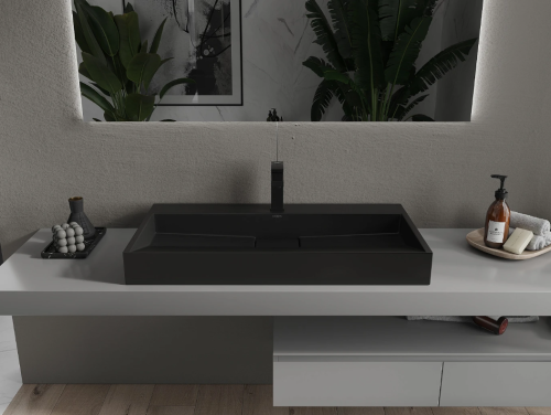 Умывальник (раковина) MEXEN AVA BLACK MATT 90 1/O накладной подвесной