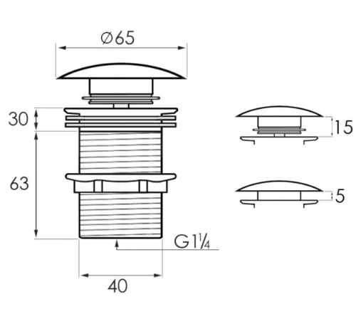 Сифон універсальний для раковини (умивальника) Yoka BLACK MAT CLICK-KLAK чорний