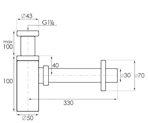 Сифон універсальний для раковини (умивальника) Yoka BLACK MAT CLICK-KLAK чорний