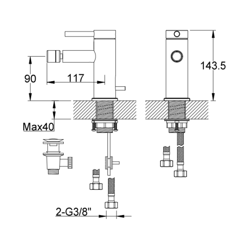 Смеситель для биде KOHLMAN AXEL BLACK