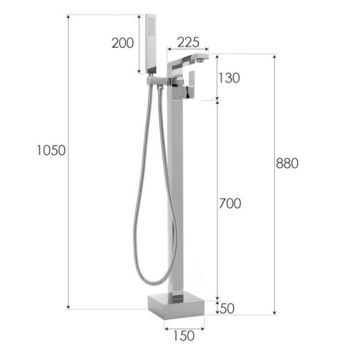 Смеситель для ванны Yoka GAPPO 98 CHROM хром напольный