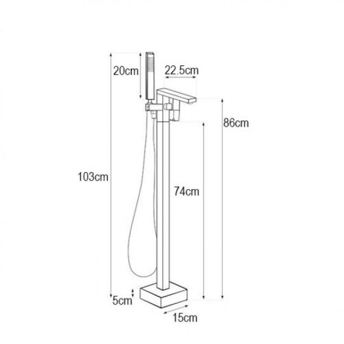 Смеситель для ванны Yoka GAPPO 98 BLACK MATT черный напольный