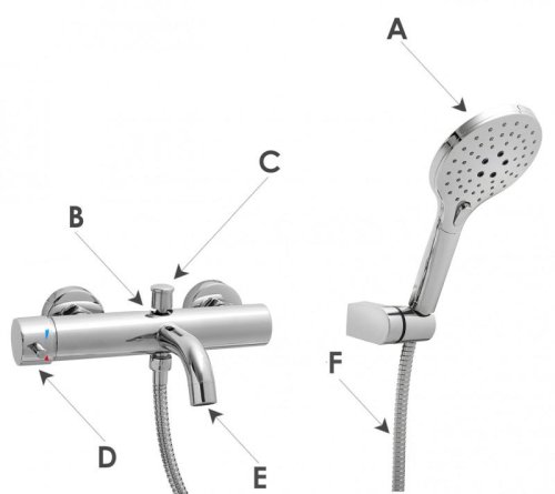 Змішувач для ванни Yoka PIKI CHROME настінний хром з виливом