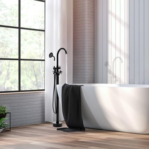 Змішувач для ванни Yoka VIENNA BLACK чорний підлоговий