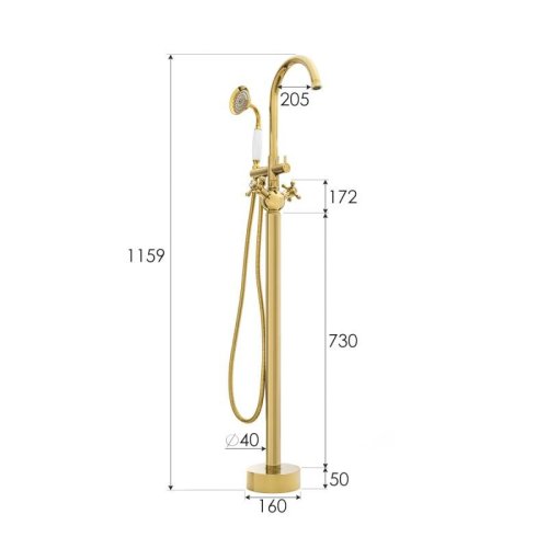 Змішувач для ванни Yoka VIENNA GOLD золотий підлоговий