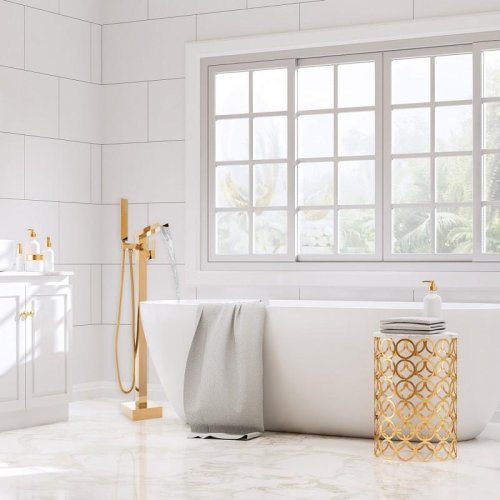 Смеситель для ванны Yoka ROMA GOLD золотой напольный