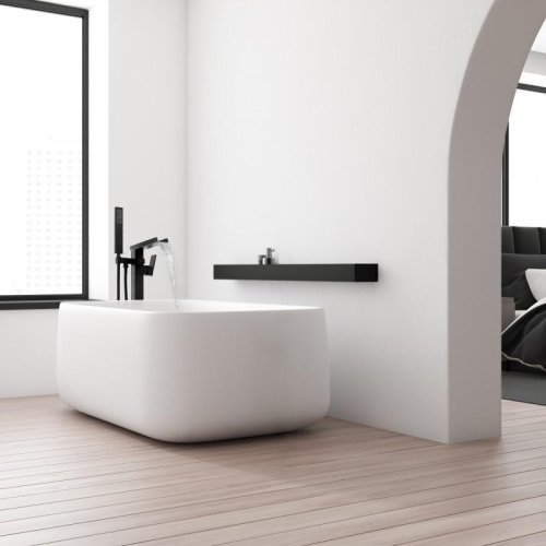 Смеситель для ванны Yoka ROMA BLACK MATT черный напольный