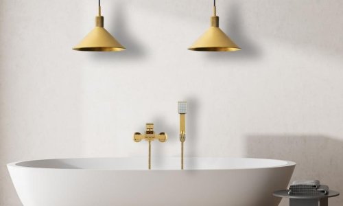 Смеситель для ванны и душа Yoka TALEA GOLD золотой настенный