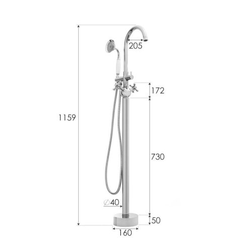Змішувач для ванни Yoka VIENNA CHROM хром підлоговий