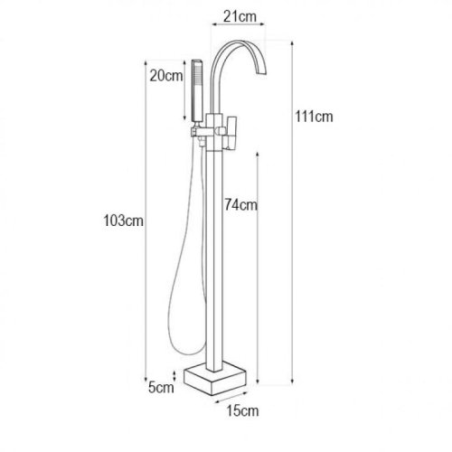 Смеситель для ванны Yoka ENZO BLACK черный напольный