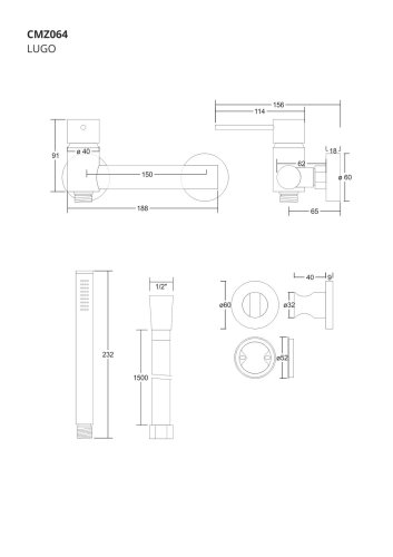 Смеситель для ванны Corsan LUGO BLACK MATT