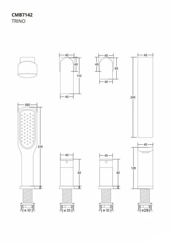 Смеситель для ванны Corsan TRINO CHROME хром на борт ванны