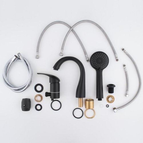 Смеситель для ванны Yoka SAMA 3 BLACK трехкомпонентный на борт ванны