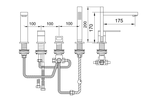 Смеситель для ванны KOHLMAN NEXEN CHROME на борт ванны