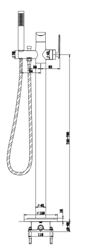 Смеситель для ванны KOHLMAN EXPERIENCE BRUSHED GOLD напольный