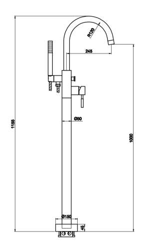 Змішувач для ванни KOHLMAN ROXIN BLACK