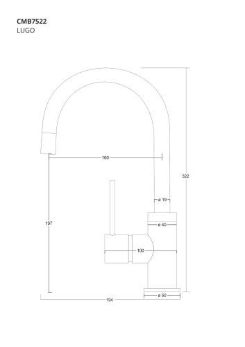 Смеситель для кухни Corsan LUGO BLACK MATT черный з подвижным носиком