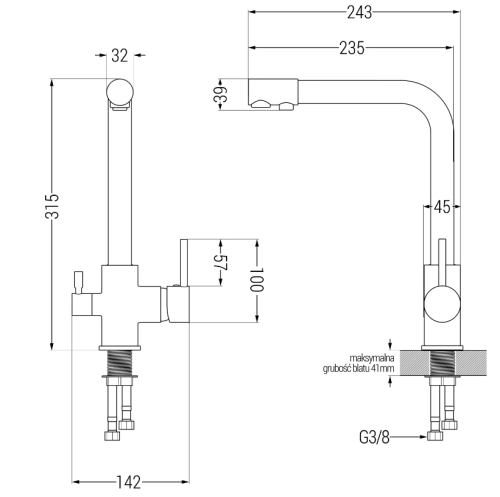Змішувач для кухні MEXEN DUERO GREY на дві води