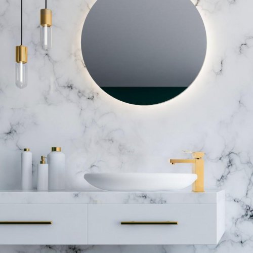 Змішувач для раковини (умивальника) Yoka GAPPO 24 GOLD золотий низький