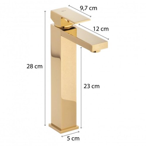 Змішувач для раковини (умивальника) Yoka GAPPO 36 GOLD золотий високий