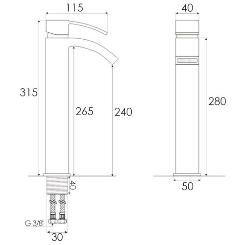 Змішувач для раковини (умивальника) Yoka SPEKTA 36 GOLD золотий високий