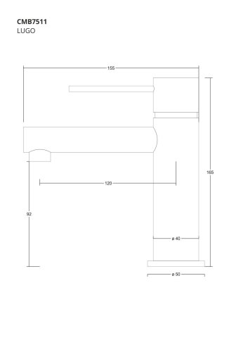 Смеситель для раковины (умывальника) Corsan LUGO BLACK MATчерный низкий