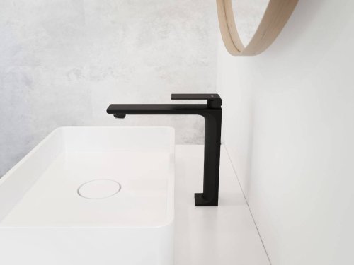 Смеситель для раковины (умывальника) Corsan TRINO BLACK MATT черный высокий