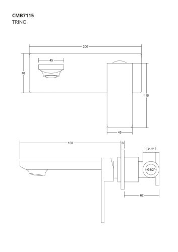 Смеситель для раковины (умывальника) скрытого монтажа Corsan TRINO BLACK MATT