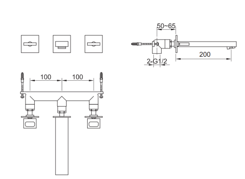 Змішувач для раковини (умивальника) KOHLMAN NEXEN CHROME + BOX прихованого монтажу