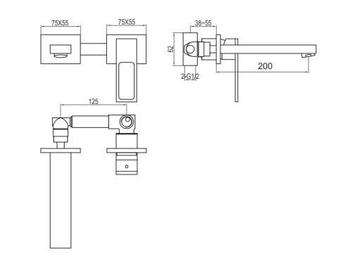 Змішувач для раковини (умивальника) KOHLMAN NEXEN CHROME + BOX прихованого монтажу