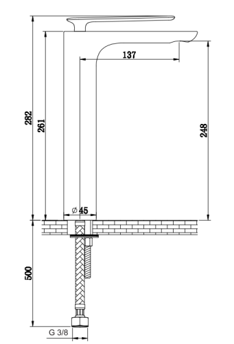 Смеситель для раковины (умывальника) KOHLMAN EXPERIENCE BRUSHED GOLD высокий