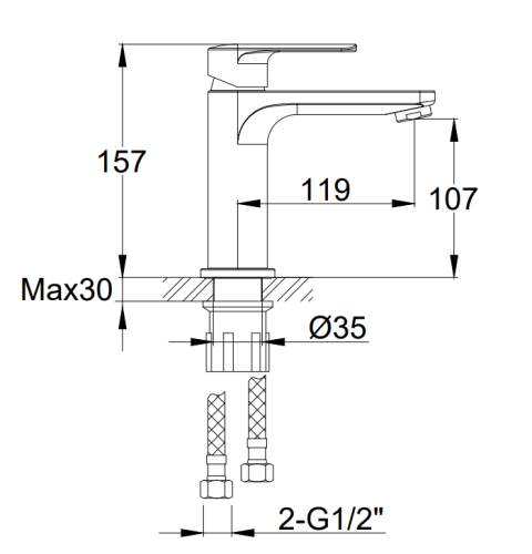 Смеситель для раковины (умывальника) KOHLMAN TEXEN CHROME низкий