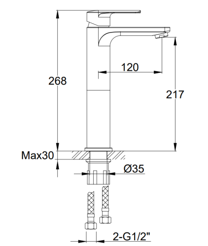 Смеситель для раковины (умывальника) KOHLMAN TEXEN CHROME высокий