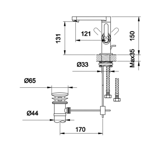 Змішувач для раковини (умивальника) KOHLMAN BOXINE CHROME низький