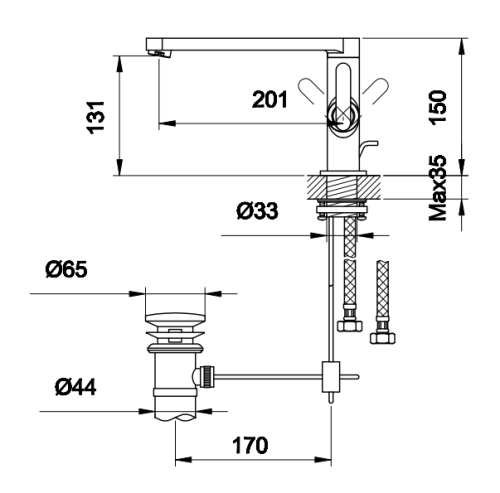 Змішувач для раковини (умивальника) KOHLMAN BOXINE LONG CHROME низький